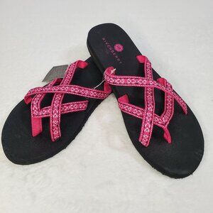 Riverberry Flip Flops Pink & Black Women's NWT